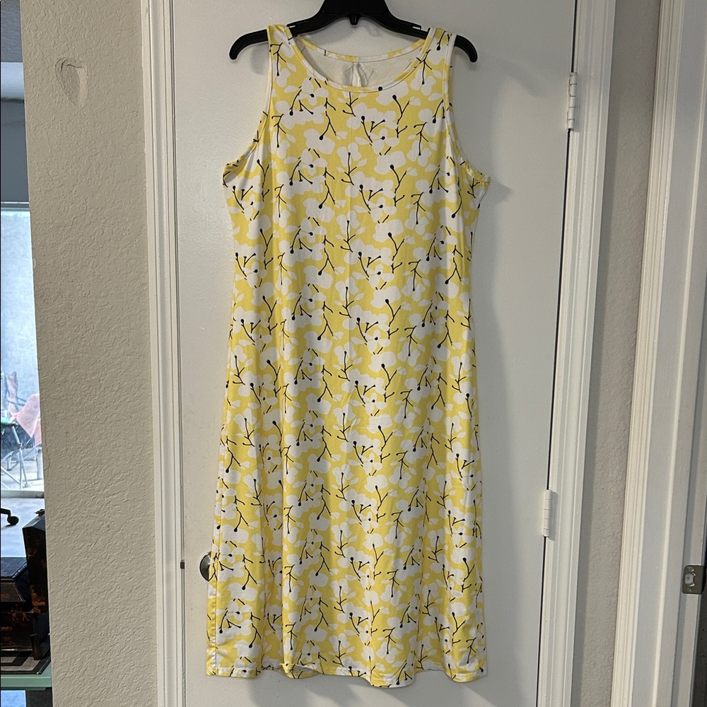 Yellow Floral Sleeveless Dress